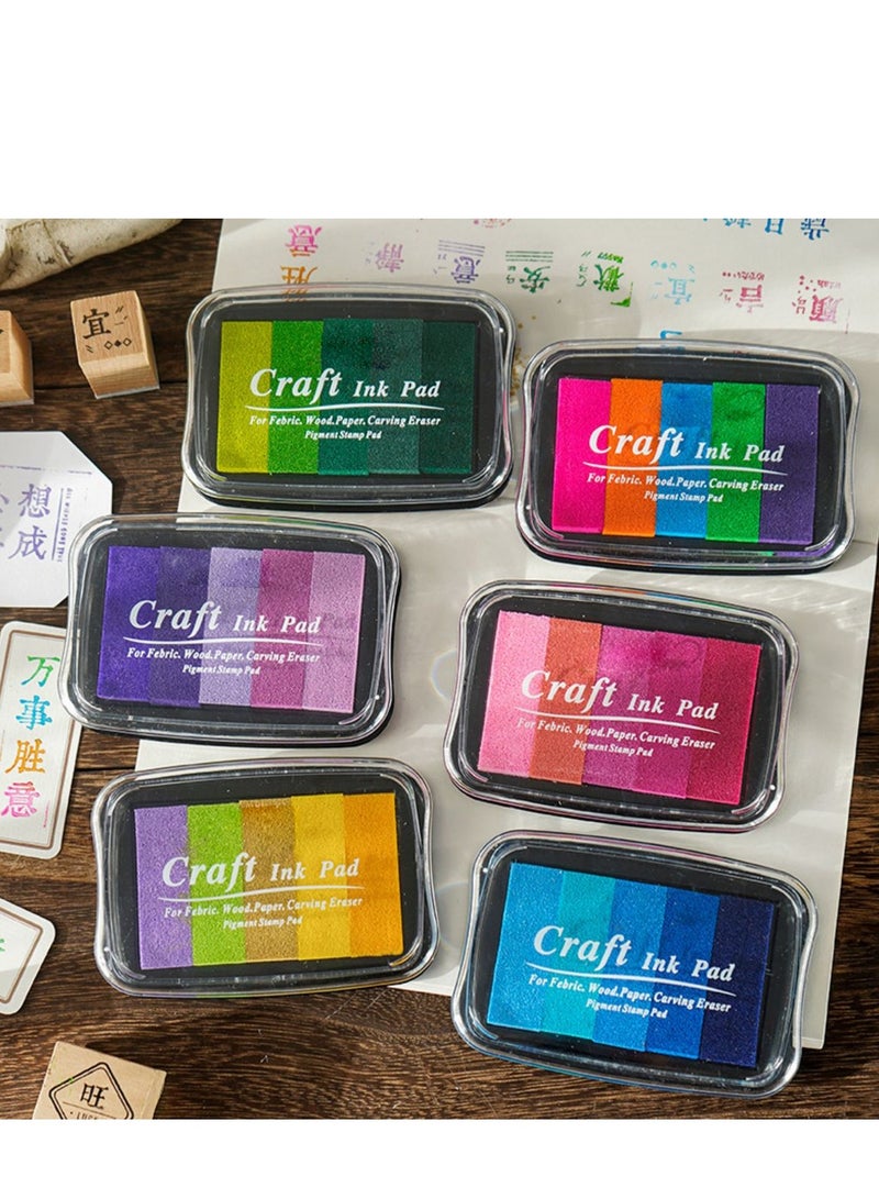 Excefore وسادة حبر كبيرة للحرف اليدوية للطوابع المطاطية، وسادات طوابع آمنة قابلة للغسل للأطفال، غير سامة، مجموعة من 6 وسادات حبر ملونة متعددة DIY 30 لون - Image 1