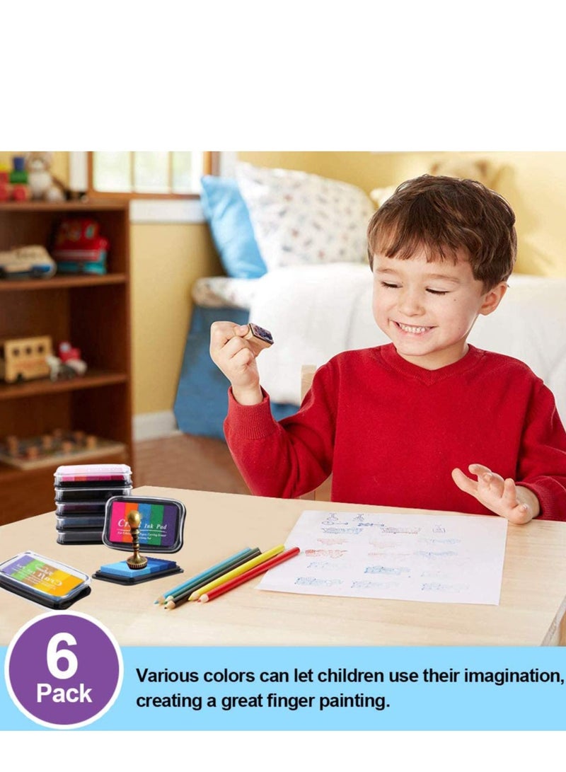Excefore وسادة حبر كبيرة للحرف اليدوية للطوابع المطاطية، وسادات طوابع آمنة قابلة للغسل للأطفال، غير سامة، مجموعة من 6 وسادات حبر ملونة متعددة DIY 30 لون - Image 3