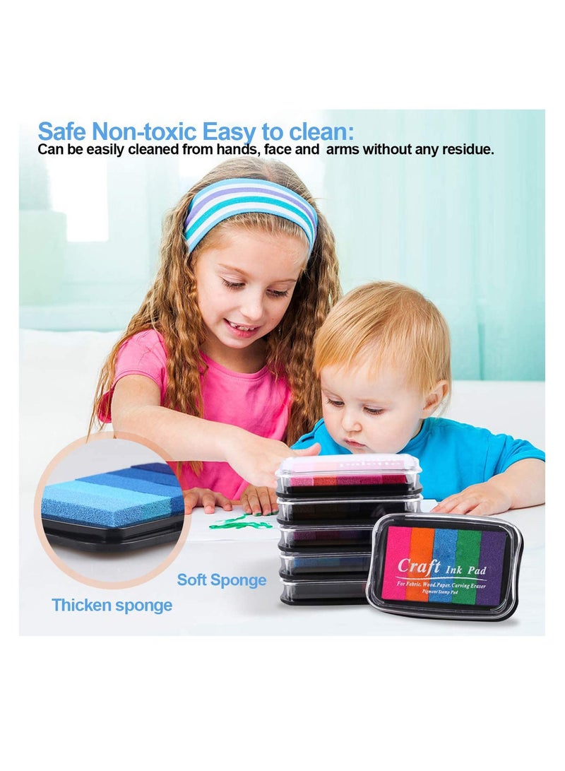 Excefore وسادة حبر كبيرة للحرف اليدوية للطوابع المطاطية، وسادات طوابع آمنة قابلة للغسل للأطفال، غير سامة، مجموعة من 6 وسادات حبر ملونة متعددة DIY 30 لون - Image 4