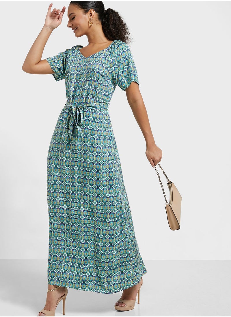 ONLY - Printed Tie Detail Dress - Image 1
