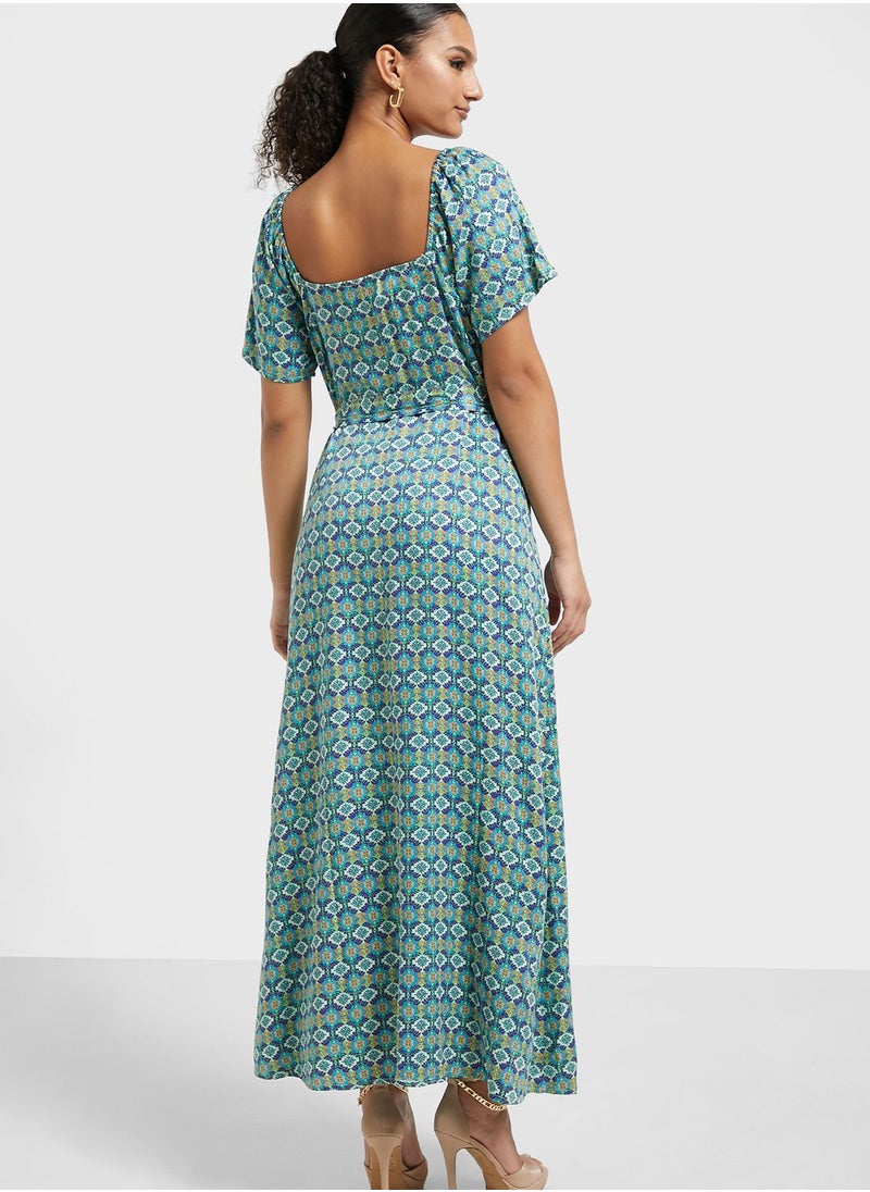 ONLY - Printed Tie Detail Dress - Image 1