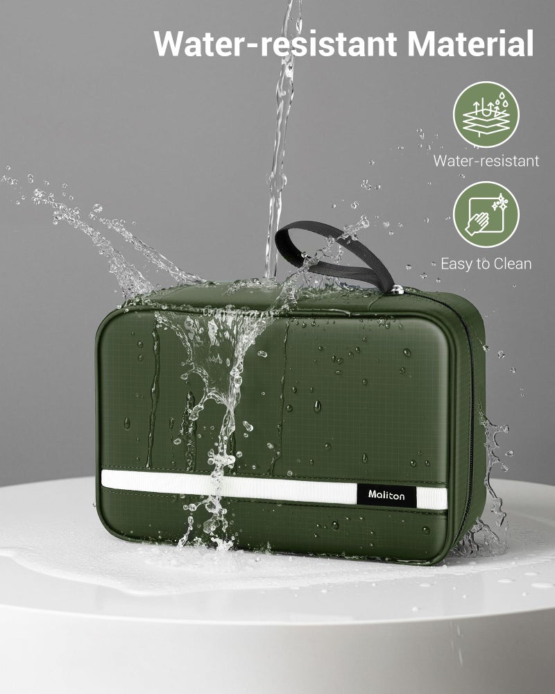 Maliton Toiletry Bag for Men & Women Large Toiletry Bags for Traveling Hanging Toiletry Bag Hygiene Bag with 4 Compartments Waterproof Bathroom Shower Bag(Olive Green) - Image 4