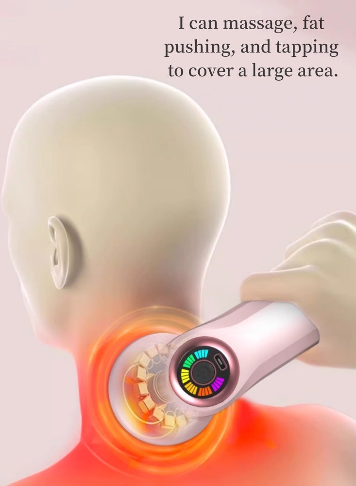 إسكدنيا جهاز تدليك كهربائي للعمود الفقري العنقي والخصر والظهر والساقين، جهاز تدليك محمول باليد، جهاز متعدد الوظائف لحرق الدهون في الجسم بالكامل، طراز منزلي بشحن لاسلكي، وردي خيالي - Image 5