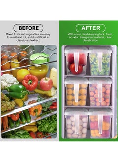 Reko 3pcs Refrigerator Organizer, Stackable Plastic Kitchen Food Storage Containers with Lids and Handle for Fruits and Vegetables, Freezer Safe Food Storage Boxes, Transparent  - Image 2