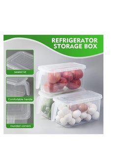 Reko 3pcs Refrigerator Organizer, Stackable Plastic Kitchen Food Storage Containers with Lids and Handle for Fruits and Vegetables, Freezer Safe Food Storage Boxes, Transparent  - Image 4