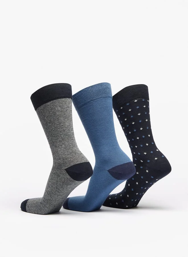 DUCHINI Men's Assorted Crew Length Socks - Set of 3