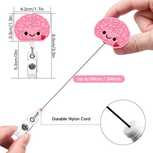 Soleebee Brain Badge Reel, Retractable Nurse Badge Holder With Belt Clip, Cute Felt ID Holder for Doctors, Teachers, Students - Image 2