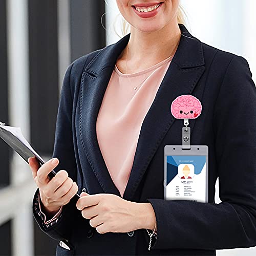 Soleebee Brain Badge Reel, Retractable Nurse Badge Holder With Belt Clip, Cute Felt ID Holder for Doctors, Teachers, Students - Image 4