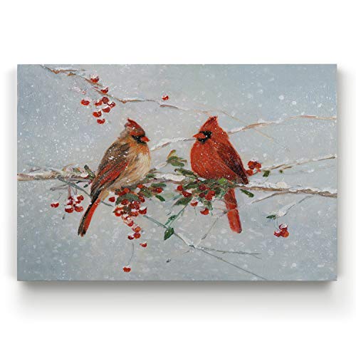Renditions Gallery Wall Art Pictures & Prints Red Cardinals in Winter Birds Abstract Art Wall Hanging Canvas Prints for Bedroom Dining Living Room Office Home Kitchen Wall Decor - 12"X18" LT18 - Image 1