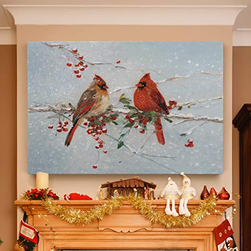 Renditions Gallery Wall Art Pictures & Prints Red Cardinals in Winter Birds Abstract Art Wall Hanging Canvas Prints for Bedroom Dining Living Room Office Home Kitchen Wall Decor - 12"X18" LT18 - Image 3