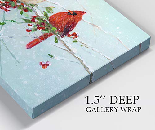 Renditions Gallery Wall Art Pictures & Prints Red Cardinals in Winter Birds Abstract Art Wall Hanging Canvas Prints for Bedroom Dining Living Room Office Home Kitchen Wall Decor - 12"X18" LT18 - Image 2