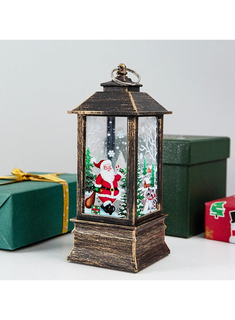 AUTOYSUR Christmas Lantern Christmas Decoration,Christmas Night Light Lamp,Fireplace Tabletop Lanterns Luminous Plastic Chandelier for Party Wedding Indoor Outdoor Patio,Battery Operated (Brown/Santa) - Image 4