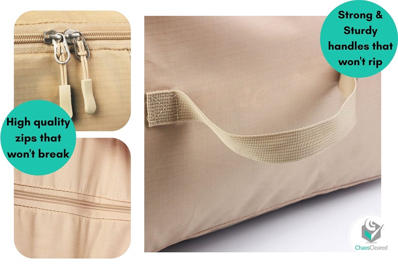 Chaos Cleared Comforter Storage Bag - Folding Organizer bag for King/Queen Comforters, Pillows, Blankets, Bedding/Quilt, Blanket, Duvet, Mothproof Space Saver; Large Collapsible Organizers, 24"x14"x11" - Image 4