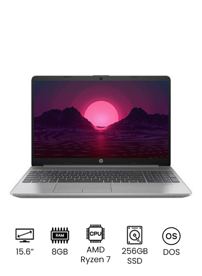 HP لابتوب 255 G9 بشاشة 15.6 بوصة عالية الدقة بالكامل، معالج Ryzen 7-5825U، ذاكرة وصول عشوائي 8 جيجابايت، قرص صلب SSD بسعة 256 جيجابايت، نظام تشغيل DOS (بدون ويندوز)، بطاقة رسومات AMD Radeon Vega، يدعم اللغتين الإنجليزية والعربية، لون فضي لامع. الإنجليزية/العربية كويكب فضى - Image 1