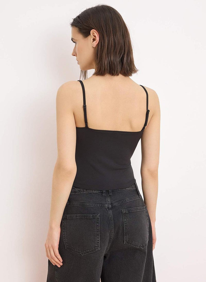 trendyol Black Straight Heart Neckline Sleeveless Knitted Queen Crep Party Blouse Tprss26Bz00010 - Image 4