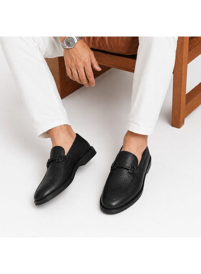 Men's Classic Slip-On Loafer - Genuine Leather, Stylish Metal Accessories, Comfortable Sole and Durable Flexible Base - Image 1