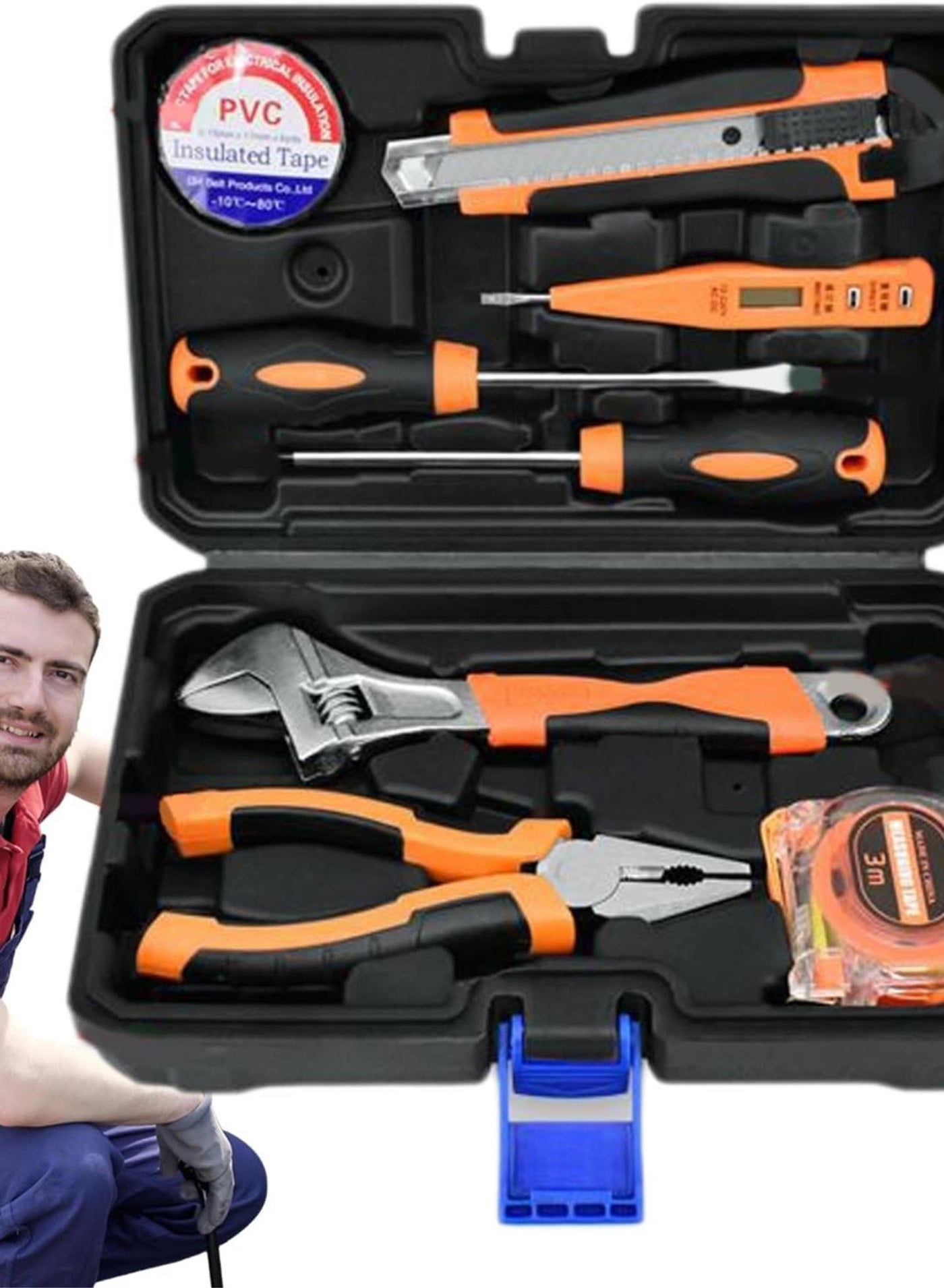 Hardware Tool Set, Home Tool Kit - Tool Box Organizer - 8x Multi-Function Solid Tool Box Accessories with Storage Case