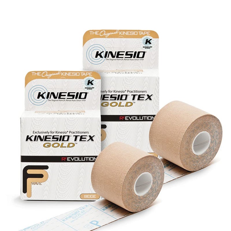 Kinesio Taping - Elastic Therapeutic Athletic Tape Tex Gold FP - Beige– 2 in. x 13 ft - 2 Pack - Image 1