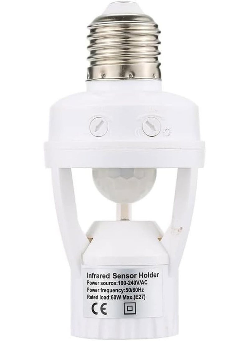 360° PIR Infrared Motion Sensor E27 Lamp Holder with Day & Night Modes, White - Image 1