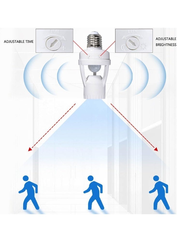 360° PIR Infrared Motion Sensor E27 Lamp Holder with Day & Night Modes, White - Image 3