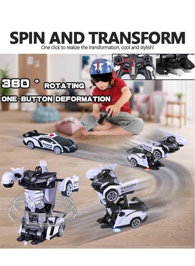 ميكسد تحويل سيارة التحكم عن بعد، تحويل روبوت RC ألعاب السيارات مع 2.4 جيجا هرتز زر واحد تحويل 360 درجة دوران الانجراف سيارة الشرطة، سيارة تشوه 1:18 مقياس - Image 2