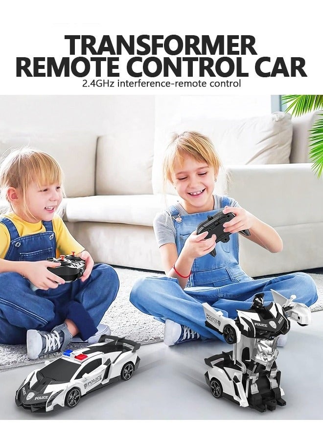 ميكسد تحويل سيارة التحكم عن بعد، تحويل روبوت RC ألعاب السيارات مع 2.4 جيجا هرتز زر واحد تحويل 360 درجة دوران الانجراف سيارة الشرطة، سيارة تشوه 1:18 مقياس - Image 3