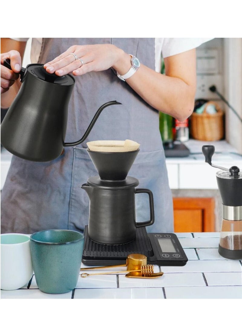 Pour Over Coffee Maker Set, Ceramic Pourover Dripper and Decanter, V60 Filter Drip Brewer Pot - Image 5