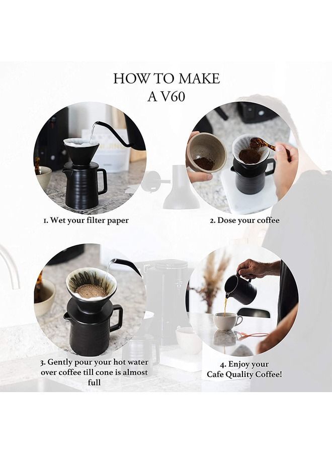 Pour Over Coffee Maker Set, Ceramic Pourover Dripper and Decanter, V60 Filter Drip Brewer Pot - Image 3