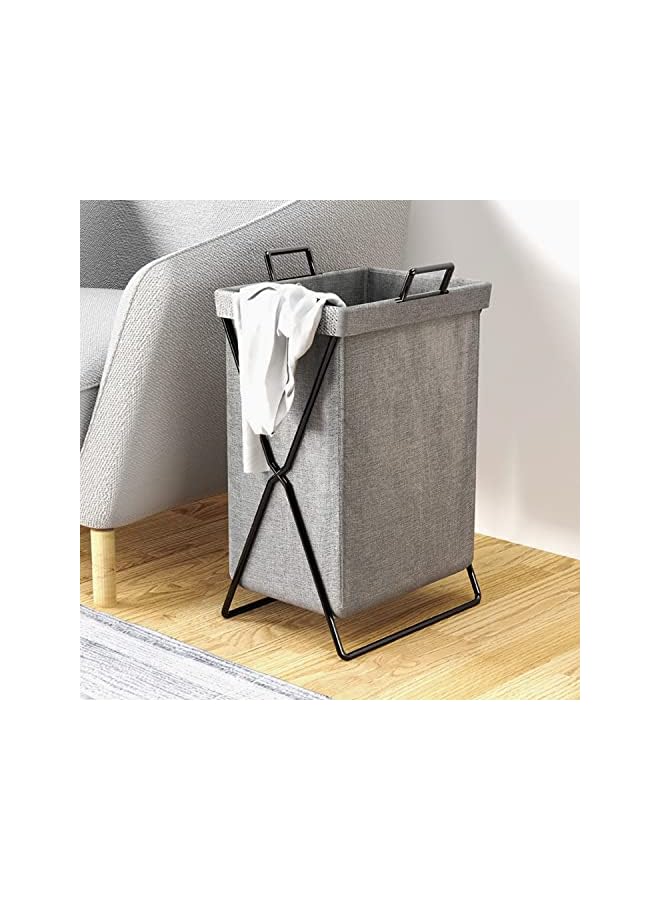 Zaboon Laundry Basket 50L Foldable Laundry Basket With Stainless Steel Frame Laundry Hamper Bag Washing Bin Clothes Bag Organizer Storage Wash Basket Hamper For Clothes Toys (Grey) - Image 4