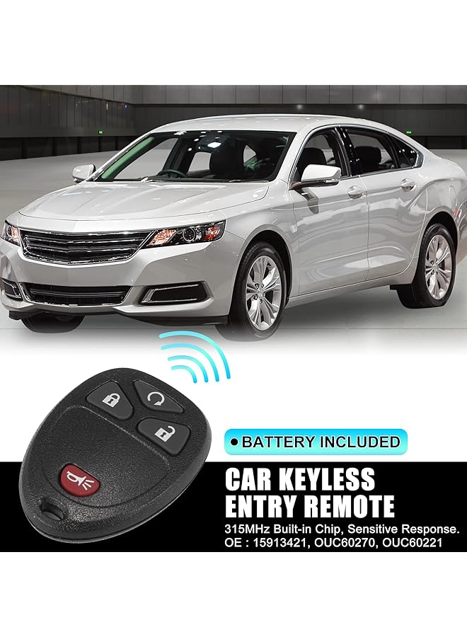 اكس أوتوهاوكس مفتاح سيارة X Autohaux 315 ميجا هرتز Ouc60270 15913421 بدون مفتاح دخول عن بعد لسيارة شيفروليه سيلفرادو وجي إم سي سييرا 1500 2500 3500 2007-2013 بأربعة أزرار - Image 2