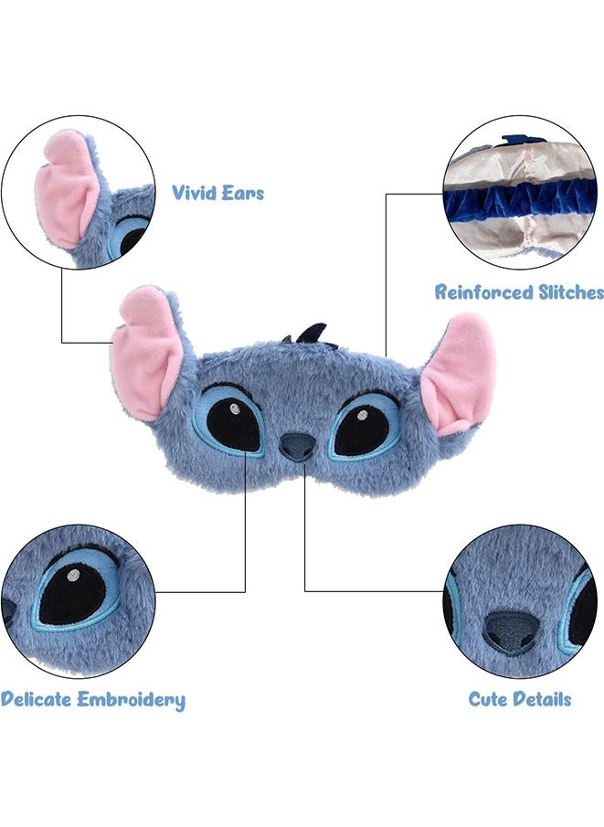 Generic Sleep Mask,Stitch Soft Plush Flannel Blackout Eye Mask,3D Sleep Mask with Elastic Band for Sleeping, Travel, Eye Cover for Boys Girls Children  - Image 3