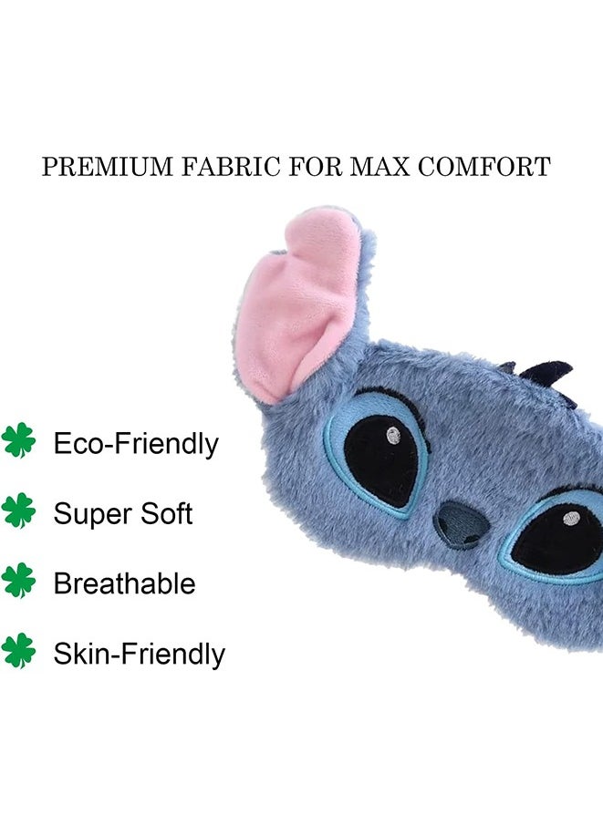 Generic Sleep Mask,Stitch Soft Plush Flannel Blackout Eye Mask,3D Sleep Mask with Elastic Band for Sleeping, Travel, Eye Cover for Boys Girls Children  - Image 4
