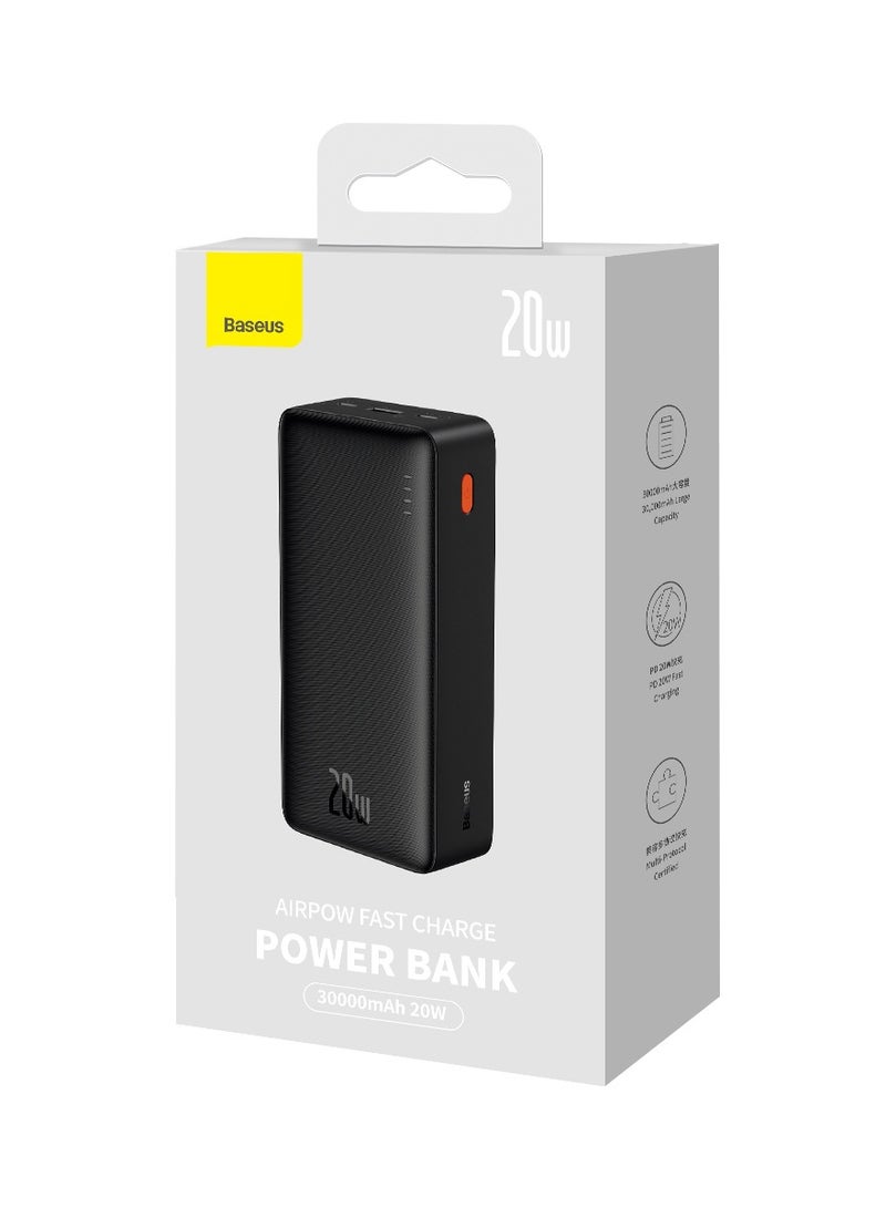 بيسوس Airpow Fast Charge Power Bank 30000mAh 20W Black（With Simple Series Charging Cable USB to Type-C 0.3m - Image 5