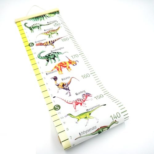 HomeEvolution Kids Growth Chart Height Measuring Chart, Dinosaur Canvas Wall Hanging Rulers for Baby Children Girls Bedroom Decor - Image 3