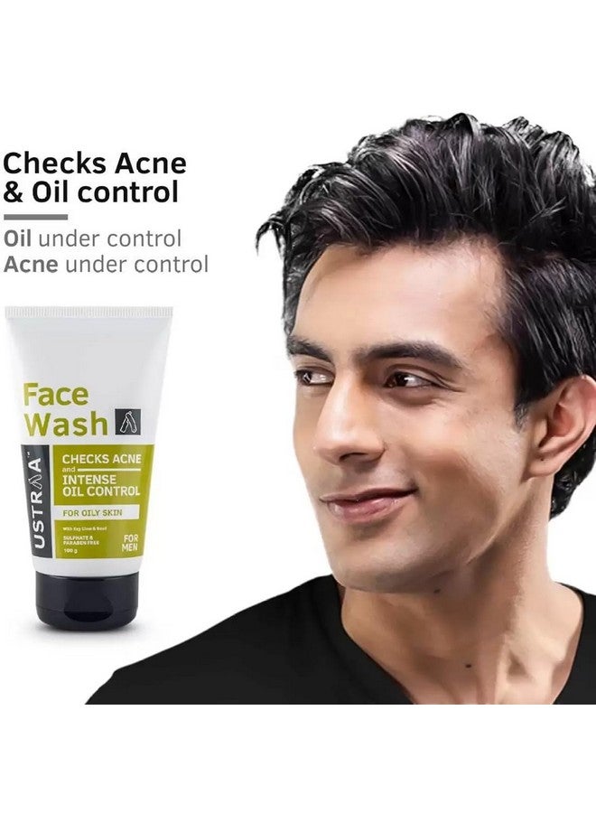 Ustraa De Tan Face Scrub For Men, 100G| Exfoliation & Effective Tan Removal | Walnut Granules & Face Wash Oily Skin 100G With Basil & Key Lime For Ane Prone Skin | No Sls | Checks Acne - Image 3