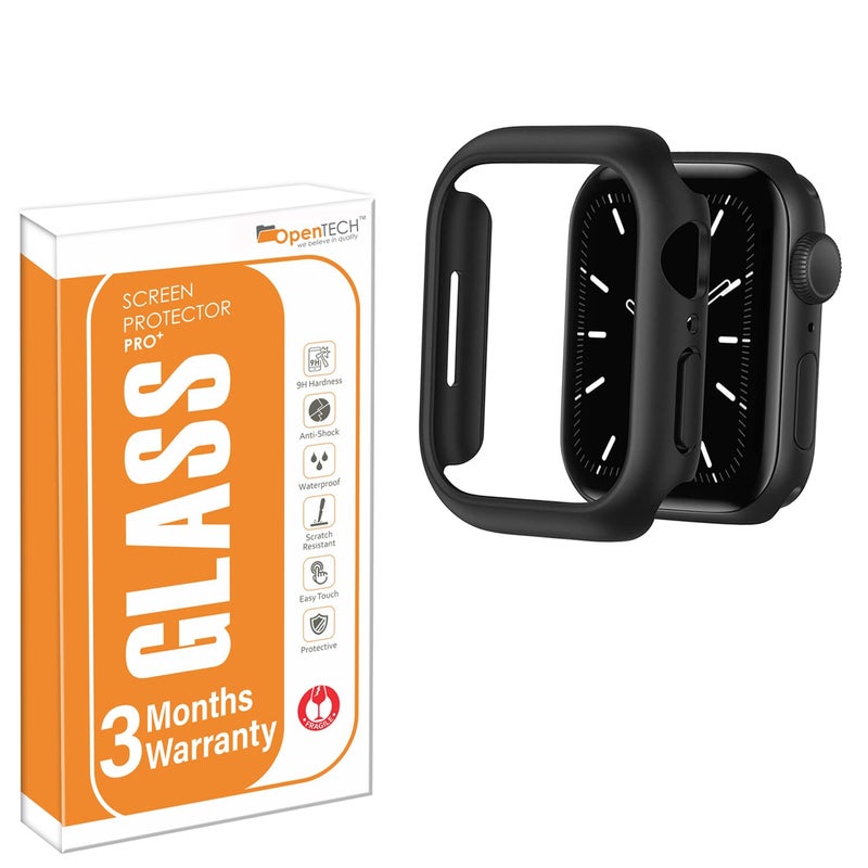 OpenTech Hard Matte Silicone Protection Front Case Cover Compatible for Apple Watch Series 9/8 / 7 (41mm) (No Screen Protector Attached) (Black) - Image 1