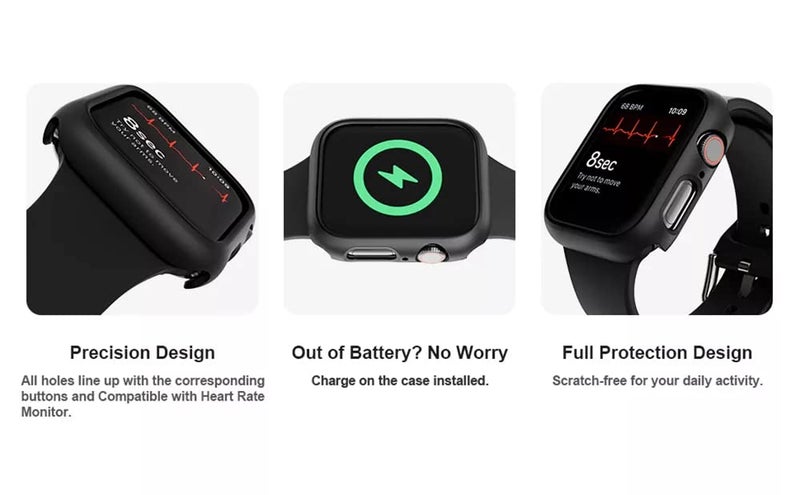 OpenTech Hard Matte Silicone Protection Front Case Cover Compatible for Apple Watch Series 9/8 / 7 (41mm) (No Screen Protector Attached) (Black) - Image 3