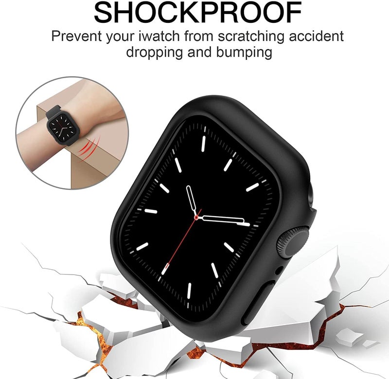 OpenTech Hard Matte Silicone Protection Front Case Cover Compatible for Apple Watch Series 9/8 / 7 (41mm) (No Screen Protector Attached) (Black) - Image 4