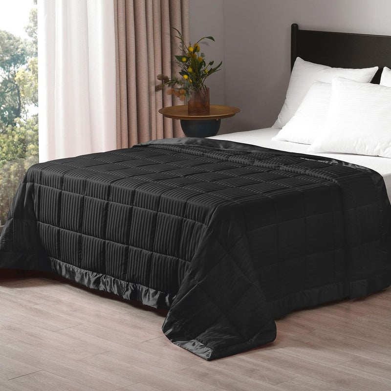 downluxe Weighted Blanket King Size 18 lb Weighted Blanket with Glass Beads for All Season Machine Washable Heavy Blanket Black 108 X 90 Inch