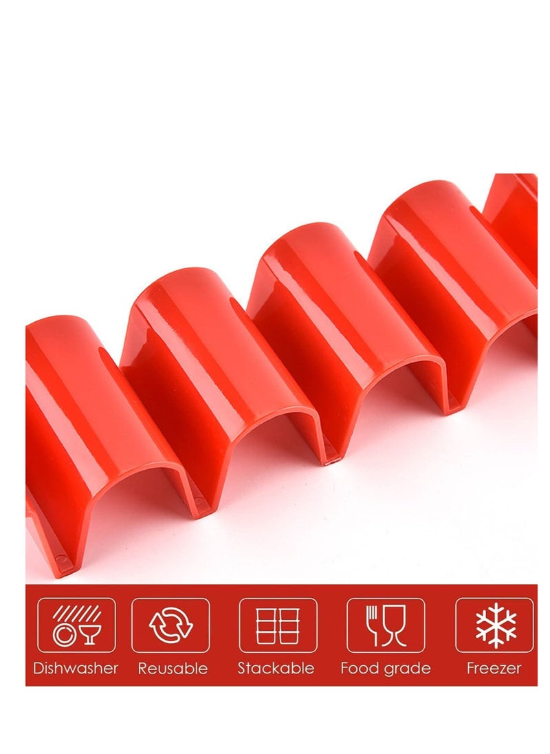 Excefore - Taco Holder Stands Colorful, 4 Pcs Taco Rack Holders, Taco Truck Tray Holds Large Wave Shaped,  Taco Tray Holds Stainless Steel Mexican Food Rack Holds Up to 4 Tacos, Dishwasher and Microwave Safe - Image 1