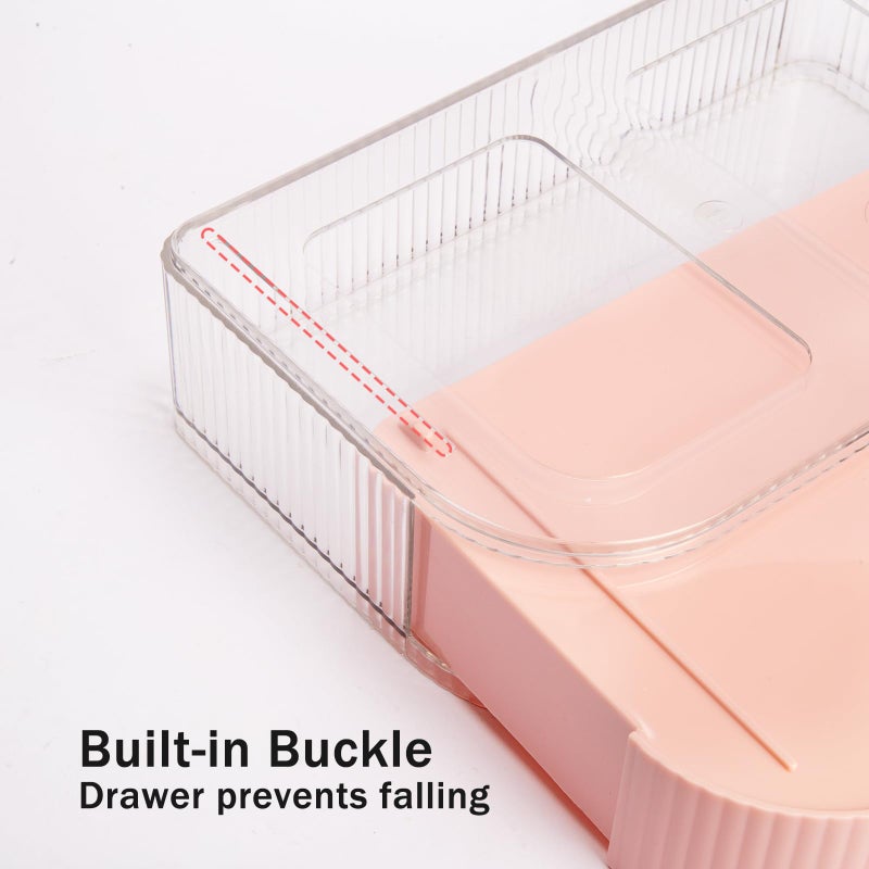 STORICANS 360Â° Rotating Makeup Organizer with Drawer, Clear Acrylic Cosmetic Storage Display, Stackable Beauty Counter (Pink, Large (Tray + 1 Drawer)) - Image 4