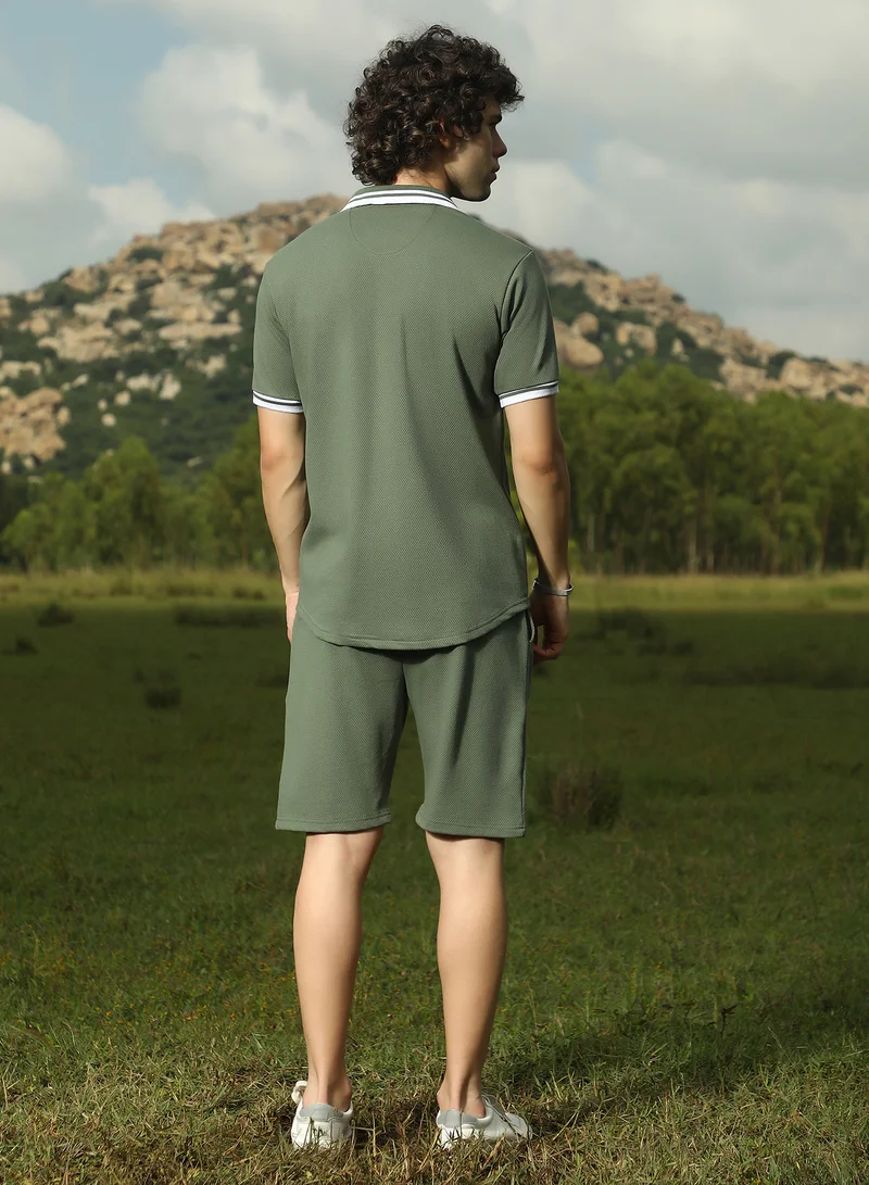 كامبوس سوترا Men's Olive Green Retro Co-Ord Set