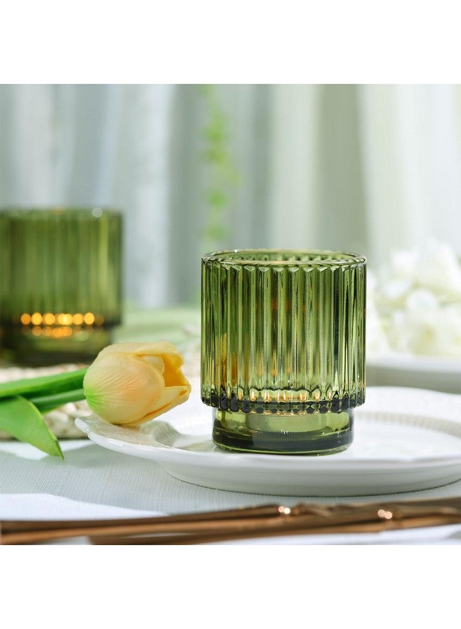 Devi DEVI 8pcs Large Green Votive Candle Holders for Wedding Centerpieces, Glass Tea Lights Candle Holder Decor, Wedding Bridal Shower Party Table Decor, Vintage Boho Easter Decor for Table Centerpiece  - Image 2
