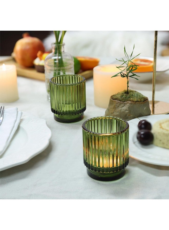 Devi DEVI 8pcs Large Green Votive Candle Holders for Wedding Centerpieces, Glass Tea Lights Candle Holder Decor, Wedding Bridal Shower Party Table Decor, Vintage Boho Easter Decor for Table Centerpiece  - Image 5