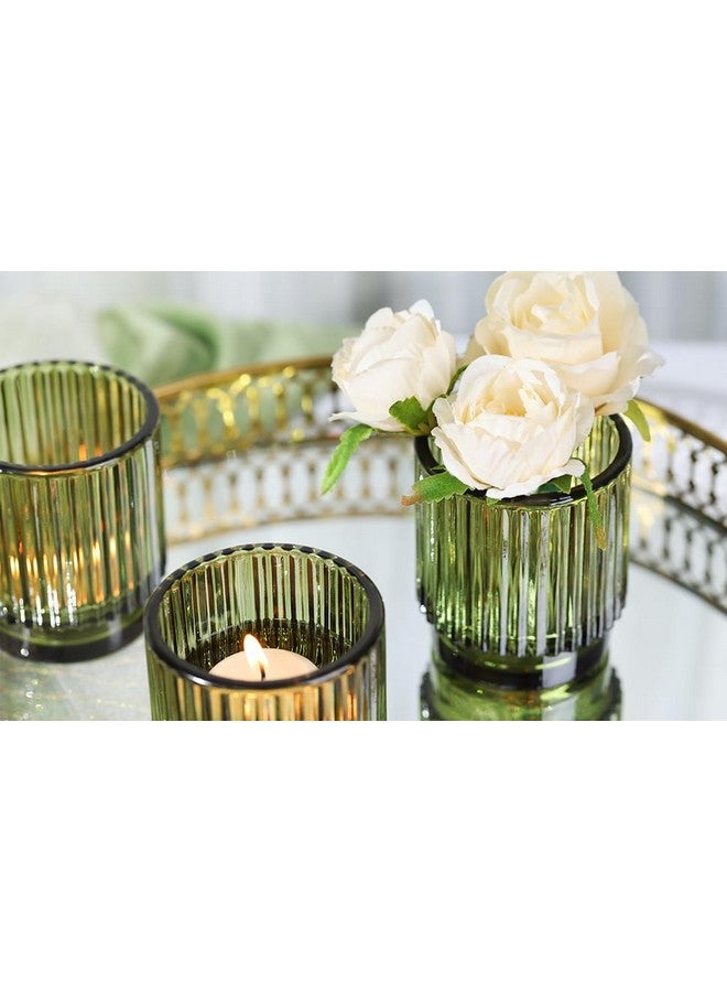 Devi DEVI 8pcs Large Green Votive Candle Holders for Wedding Centerpieces, Glass Tea Lights Candle Holder Decor, Wedding Bridal Shower Party Table Decor, Vintage Boho Easter Decor for Table Centerpiece  - Image 3