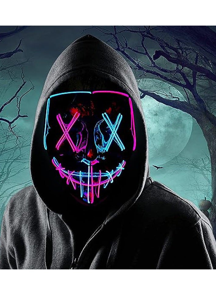 LED Light up Mask 2 Color Mask with 3 Light Modes Suitable for Rave Party Masquerade Costume Cosplay Party (D)  - Image 1
