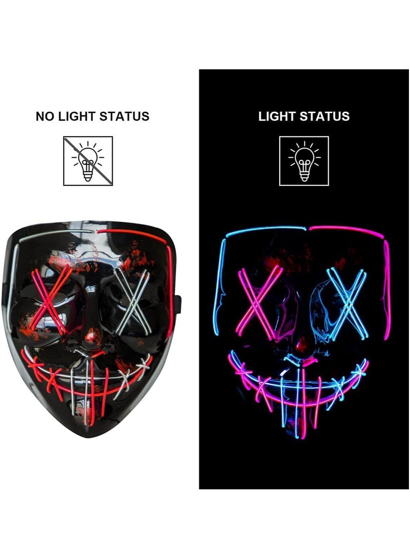 LED Light up Mask 2 Color Mask with 3 Light Modes Suitable for Rave Party Masquerade Costume Cosplay Party (D)  - Image 2