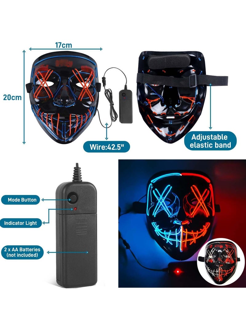 LED Light up Mask 2 Color Mask with 3 Light Modes Suitable for Rave Party Masquerade Costume Cosplay Party (D)  - Image 3