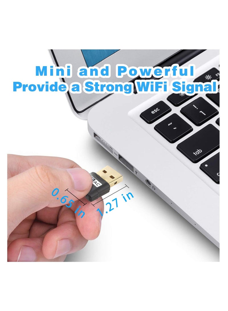 كابتن تيك Wifi Dongle, 600Mbps USB WiFi Dongle, Mini Wireless Network USB Wifi Adapter, Dual Band 5GHz 2.4GHz USB WiFi Adapter for PC, High Gain WiFi USB Adapter for Windows 7,8,10,11,XP - Image 3