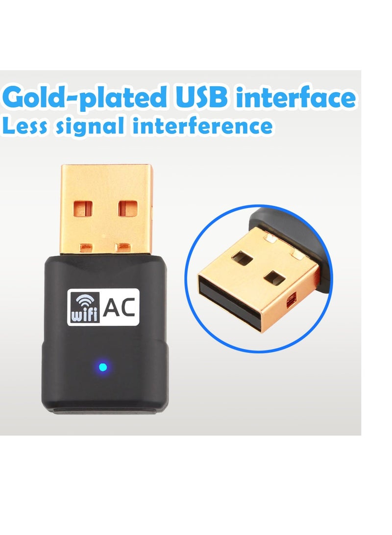 كابتن تيك Wifi Dongle, 600Mbps USB WiFi Dongle, Mini Wireless Network USB Wifi Adapter, Dual Band 5GHz 2.4GHz USB WiFi Adapter for PC, High Gain WiFi USB Adapter for Windows 7,8,10,11,XP - Image 5